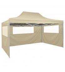 Professional Folding Party Tent with 3 Sidewalls 9.8'x13.1' Steel Cream