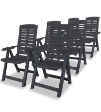 Reclining Patio Chairs 6 pcs Plastic Anthracite