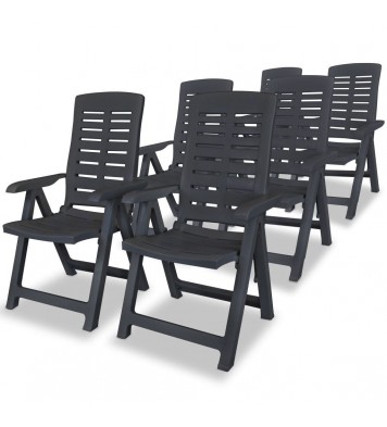 Reclining Patio Chairs 6 pcs Plastic Anthracite