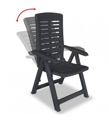 Reclining Patio Chairs 6 pcs Plastic Anthracite