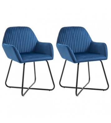 Dining Chairs 2 pcs Blue Velvet