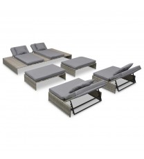 Patio Lounge Set 15 Pieces Poly Rattan Gray