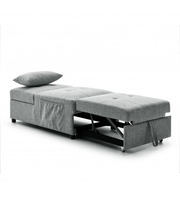 Folding Ottoman Sleeper Sofa Bed; 4 in 1 Function; Work as Ottoman; Chair ; Sofa Bed and Chaise Lounge for Small Space Living; Grey