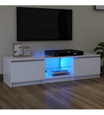 TV Cabinet with LED Lights White 55.1"x15.7"x14"