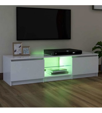 TV Cabinet with LED Lights White 55.1"x15.7"x14"