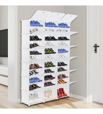 12-Tier Portable 72 Pair Shoe Rack Organizer 36 Grids Tower Shelf Storage Cabinet Stand Expandable for Heels, Boots, Slippers, White RT