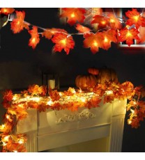 4pcs Maple Leaf Garland String Lights Fall Decor 9.8ft 20 LED Lights Holiday Thanksgiving Decor