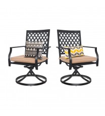 Outdoor Swivel Chairs Set of 2 Patio Metal Dining Rocker Chair with Cushion Surports 300 lbs for Garden Backyard Poolside,Black (2pcs Black-Lattice)