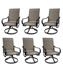 MEOOEM Patio Textilene Swivel Chairs 6PCS Outdoor Dining Chairs with Mesh Fabric Weather Resistant Furniture for Garden Backyard