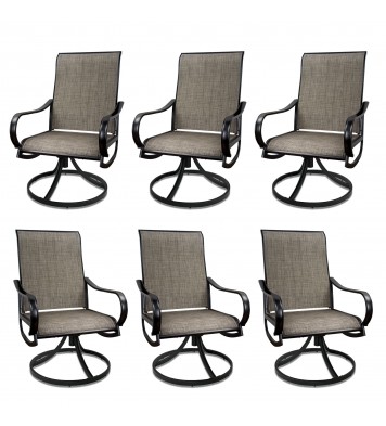 MEOOEM Patio Textilene Swivel Chairs 6PCS Outdoor Dining Chairs with Mesh Fabric Weather Resistant Furniture for Garden Backyard