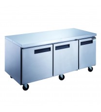 3 Door Commercial Undercounter Refrigerator made by stainless steel  D60.125 in.