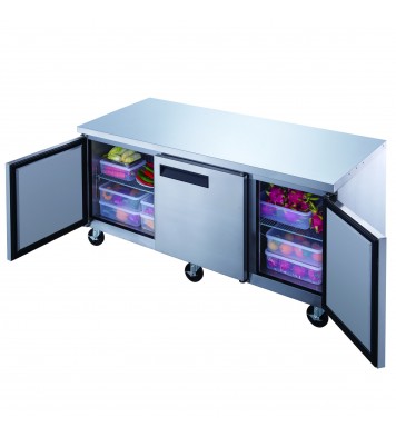 3 Door Commercial Undercounter Refrigerator made by stainless steel  D60.125 in.