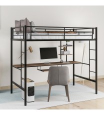 Loft Bed with Desk and Shelf ; Space Saving Design; Twin