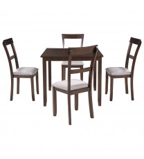 5 Piece Dining Table Set Industrial Wooden Kitchen Table and 4 Chairs for Dining Room (Espresso)