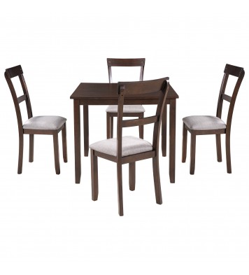 5 Piece Dining Table Set Industrial Wooden Kitchen Table and 4 Chairs for Dining Room (Espresso)