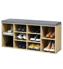 10-Cube Organizer Entryway Padded Shoe Storage Bench