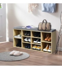 10-Cube Organizer Entryway Padded Shoe Storage Bench