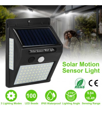 Solar Wall Light Outdoor 100 LEDs PIR Motion Sensor Lamps IP65 Waterproof Lighting