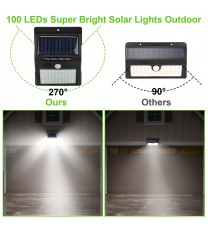 Solar Wall Light Outdoor 100 LEDs PIR Motion Sensor Lamps IP65 Waterproof Lighting