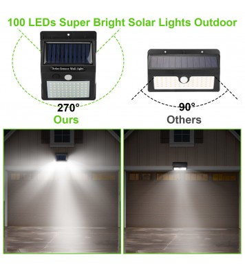 Solar Wall Light Outdoor 100 LEDs PIR Motion Sensor Lamps IP65 Waterproof Lighting