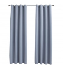 Blackout Curtains with Rings 2 pcs Gray 54"x63" Fabric