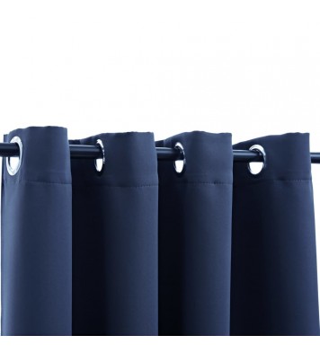 Blackout Curtains with Rings 2 pcs Navy Blue 54"x95" Fabric