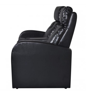 2-Seater Home Theater Recliner Sofa Black Faux Leather