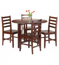 Alamo 5-Pc Round Drop Leaf Table with 4 Hamilton Ladder Back