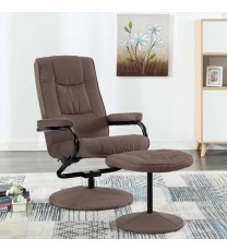 Swivel Recliner with Ottoman Brown Fabric