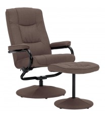 Swivel Recliner with Ottoman Brown Fabric