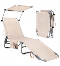 Adjustable Outdoor Recliner Chair with Canopy Shade