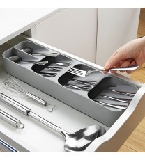 1pc Multifunctional Knife And Fork Compartment Storage Box; Cutlery Spoon Box Knife And Fork Divider Organizer; Kitchen Drawer Storage Box Tray; 5.5inch/4.3inch