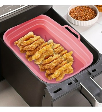 Rectangular Air Fryer Liners; Foldable Silicone Tray; Air Fryer Accessories; Reusable Grill Plate; Heat Resistant Microwave Silicone Plate; Home Kitchen Items