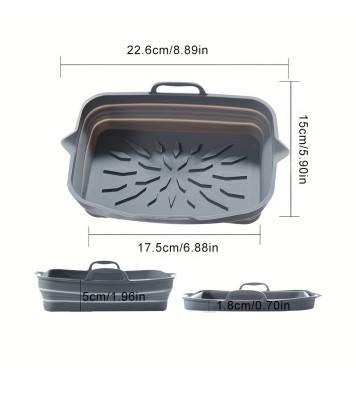 Rectangular Air Fryer Liners; Foldable Silicone Tray; Air Fryer Accessories; Reusable Grill Plate; Heat Resistant Microwave Silicone Plate; Home Kitchen Items