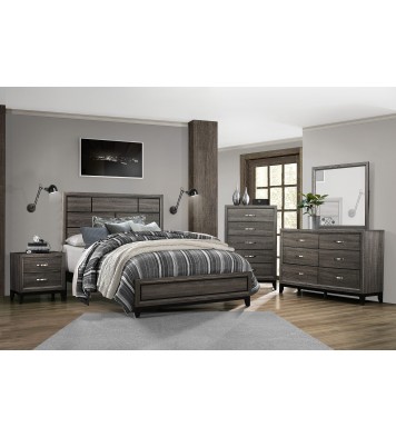 Modern Style Clean Line Design Gray Finish 1pc Eastern King Size Bed Contemporary Bedroom Furniture