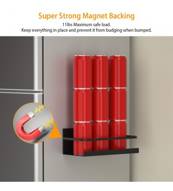 2 Packs Magnetic Spice Holder Rack Organizer Strong Magnetic Seasoning Storage Shelf with 4 Removable Hooks for Refrigerator Microwave