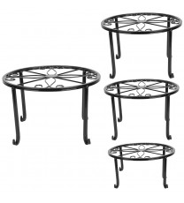 4Packs Iron Plotted Plant Stands Shelves Heavy Duty Round Flower Pot Holder Rack Home Yard Garden Patio D?cor