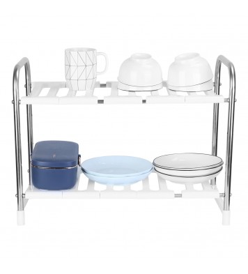 2 Tier Under Sink Organizer Retractable Kitchenware Rack Holders Space Saving Storage Shelf 55LBS Max Load