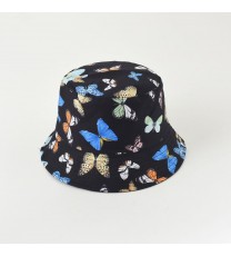 New hat spring and summer new leaves butterfly double-sided wearing fisherman hat basin hat leisure travel sun hat