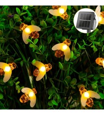 1pc Solar Lights String; 20LEDs Path Lights With 8 Lighting Modes; Outdoor Waterproof Simulation Honey Bees Decor Garden Lights For Garden Wedding Lawn Xmas Decorations; Warm White; 197in