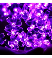 1pc Solar Flower String Lights; Blossom String Lights; Fairy LED Lights String; Solar Flower Decorative Lighting For Outdoor Home Garden Lawn Patio Xmas Trees Party And Holiday Purple