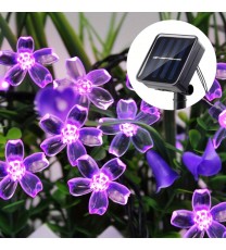 1pc Solar Flower String Lights; Blossom String Lights; Fairy LED Lights String; Solar Flower Decorative Lighting For Outdoor Home Garden Lawn Patio Xmas Trees Party And Holiday Purple