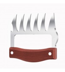 LMETJMA Bear Claws Stainless Steel BBQ Meat Shredder Claws with Wooden Handle Bottle Opener Turkey Chicken Claws KC0423