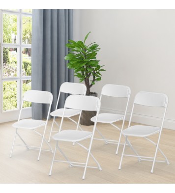 Plastic folding chairs-white 5 pack