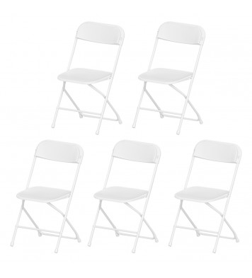 Plastic folding chairs-white 5 pack