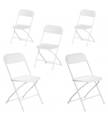 Plastic folding chairs-white 5 pack