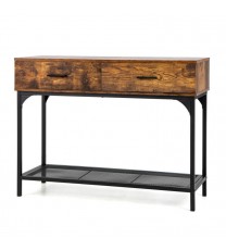 2 Drawers Console Table with Metal Frame for Living Room