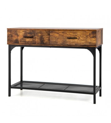 2 Drawers Console Table with Metal Frame for Living Room