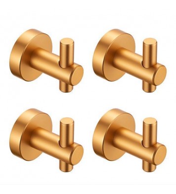 Round Base Wall Hanging Hook with Screws- Brushed Gold Hook; 4 Pack; for Entry Shoe Cabinet; Wardrobe Bathroom Bedroom Furniture Hardware