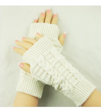 Winter Show Finger Gloves Female Computer Short Gloves Warm Extended Gloves Popular Half Finger Wool Flat Gloves